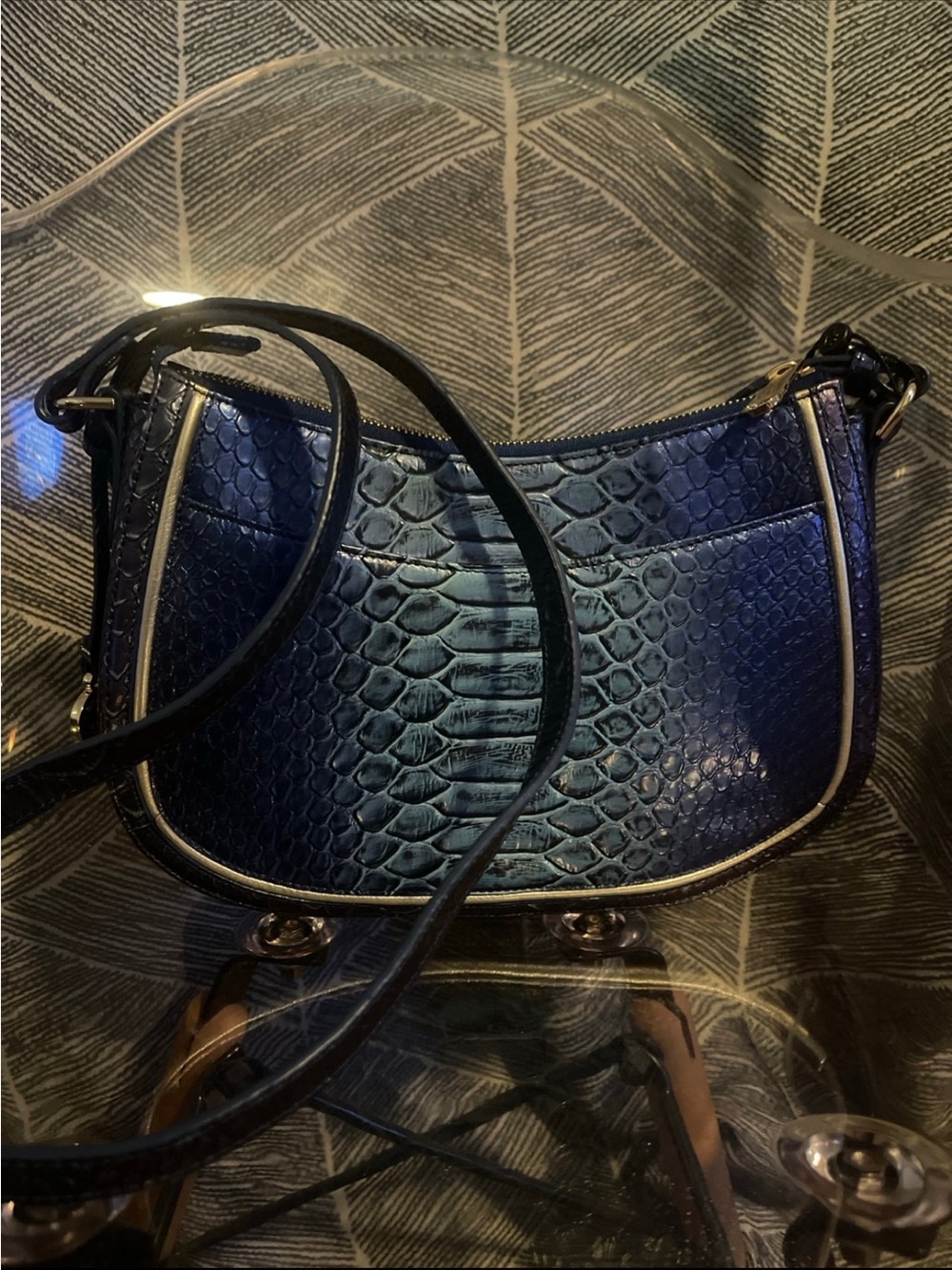 Brahmin Metallic Blue Ombre Embossed Crossbody - Picture 7 of 10